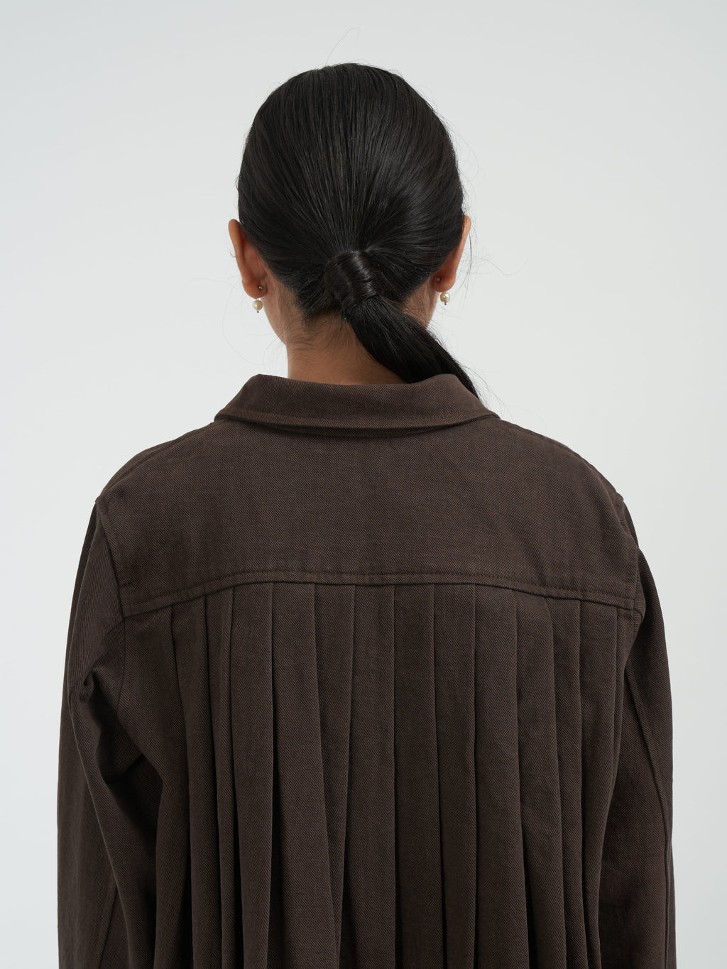 Damson Pleated Denim Jacket [Brown]