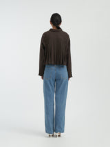 DEFECT - Damson Pleated Denim Jacket [Brown]