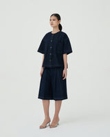 Damson Collarless Denim Shirt