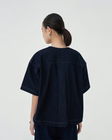 Damson Collarless Denim Shirt