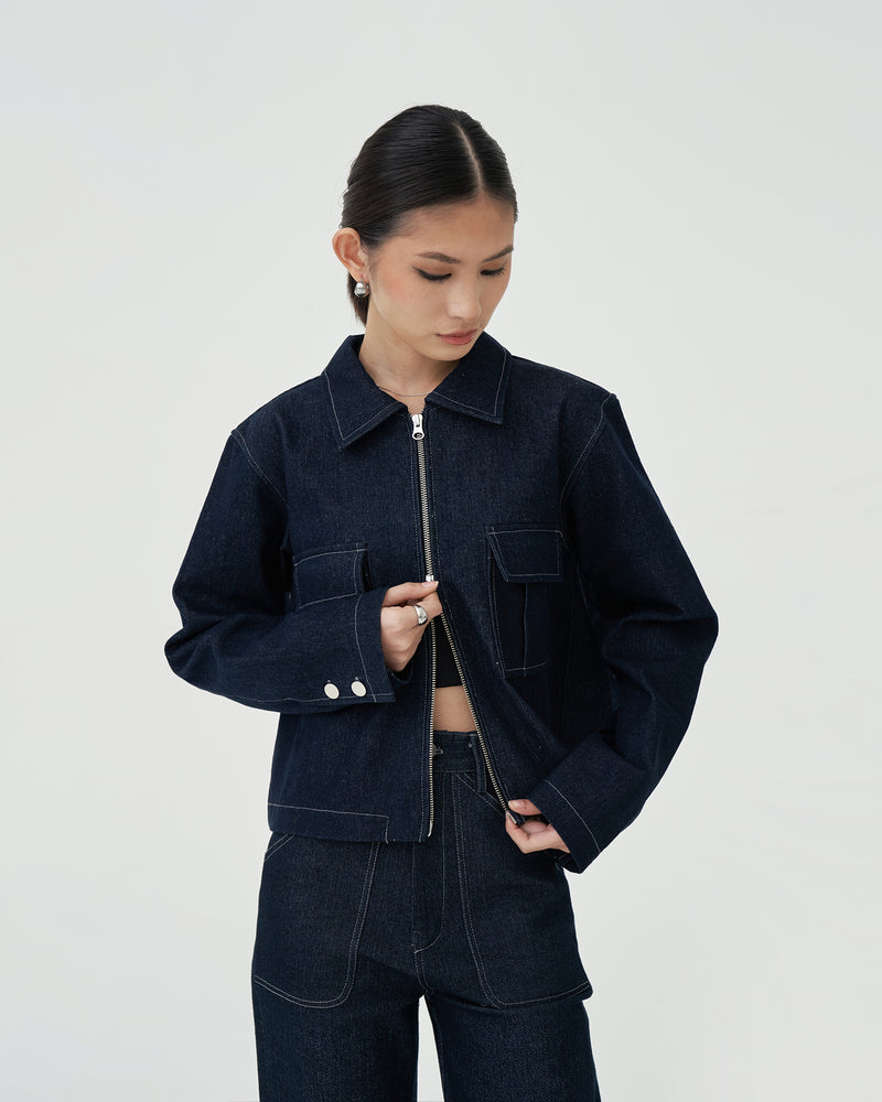 Damson Pleated Denim Jacket