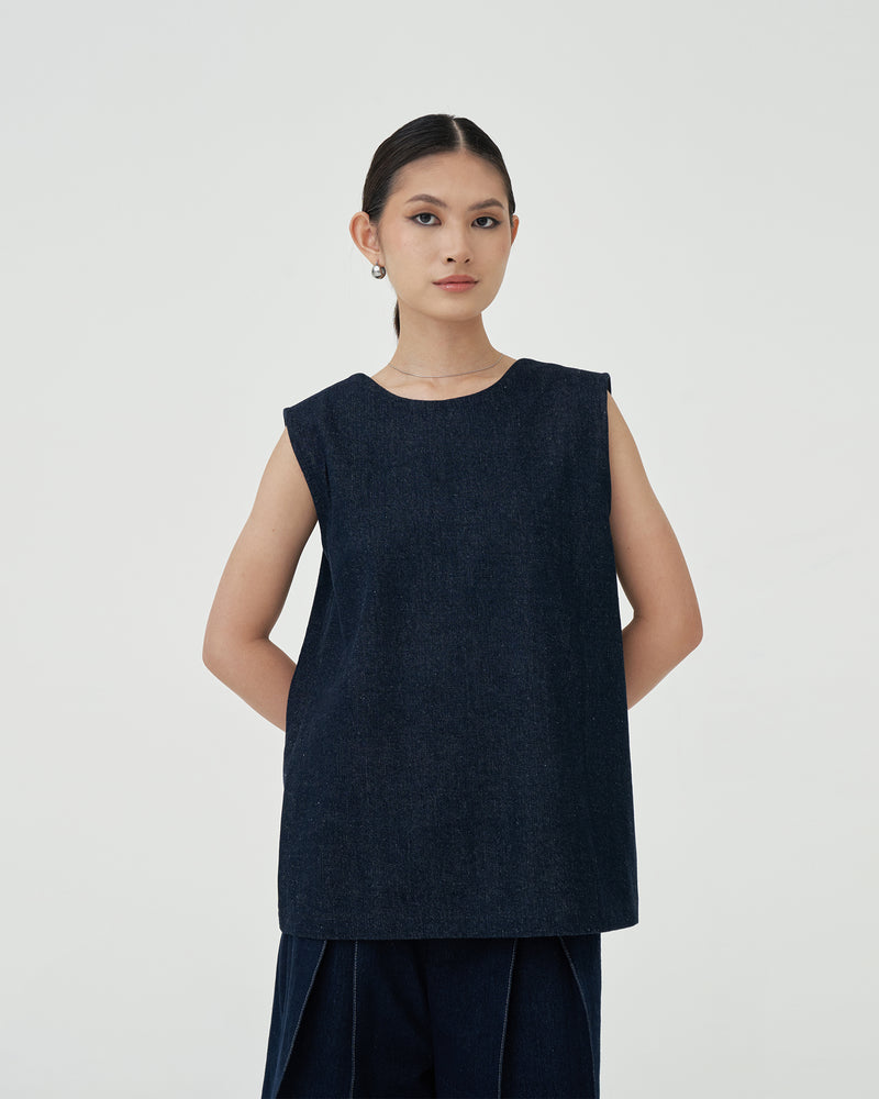 Damson Sleeveless Blouse [Dark Blue]