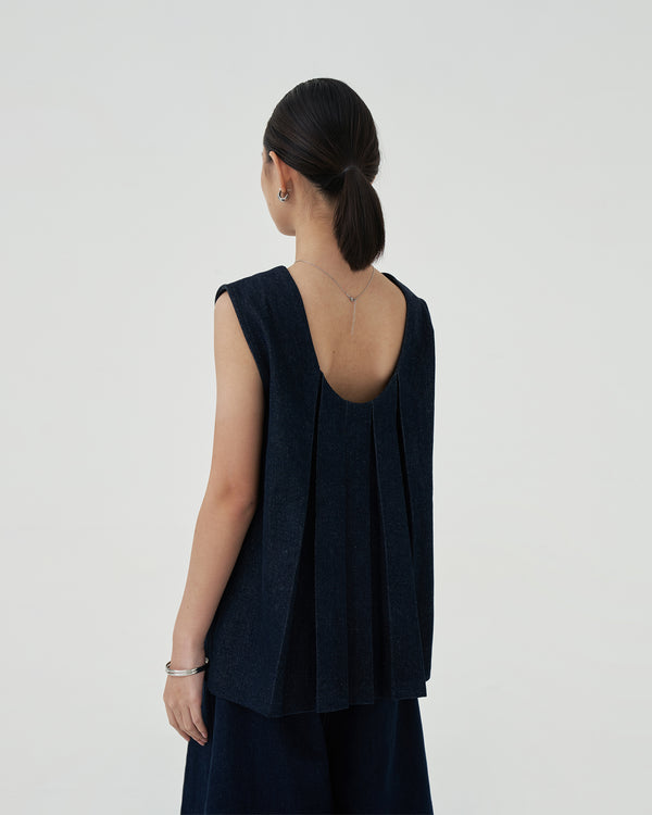 Damson Sleeveless Blouse [Dark Blue]