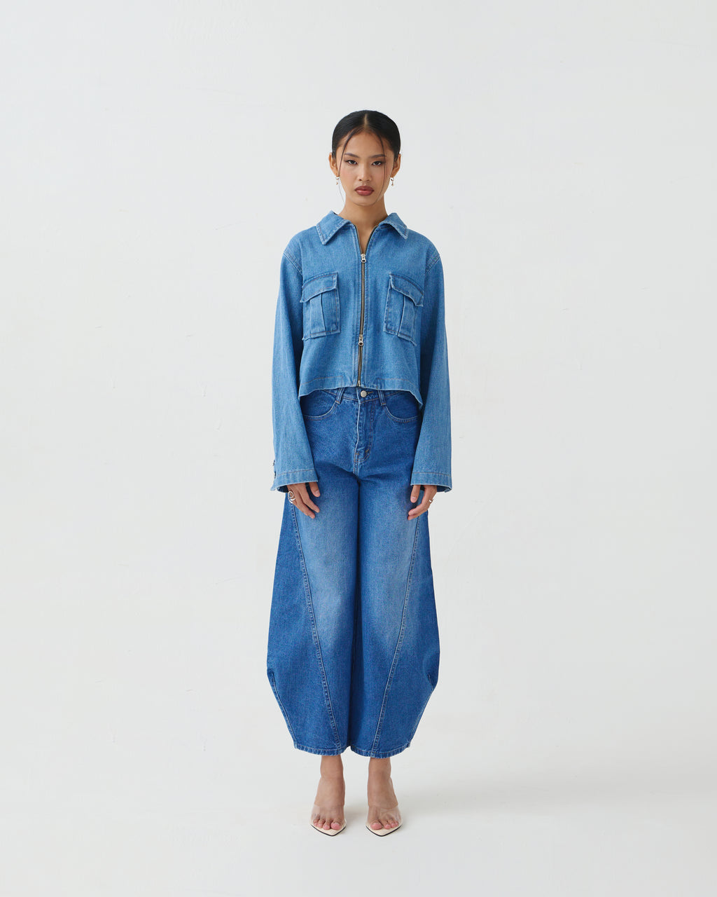 Damson Pleated Denim Jacket [Blue]