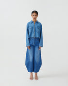 Damson Pleated Denim Jacket [Blue]