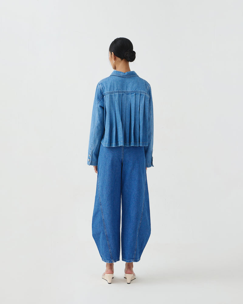 Damson Pleated Denim Jacket [Blue]